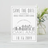Oakland Wedding Stylized Skyline Save the Date Einladung (Stehend Vorderseite)