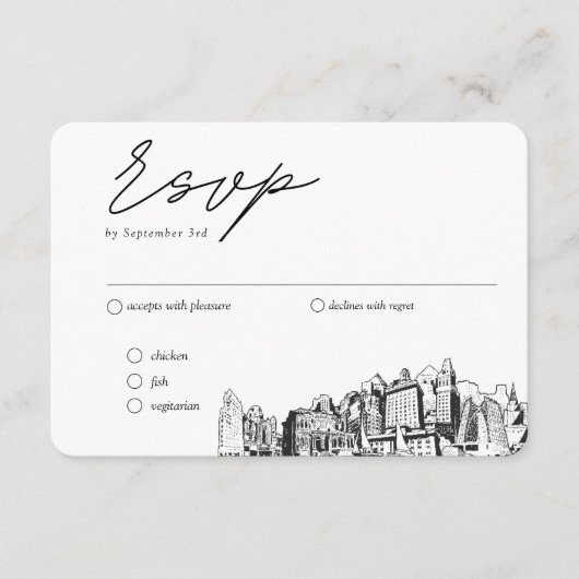 Oakland Wedding Traditionelle UAWG Meal Option Begleitkarte (Vorderseite)