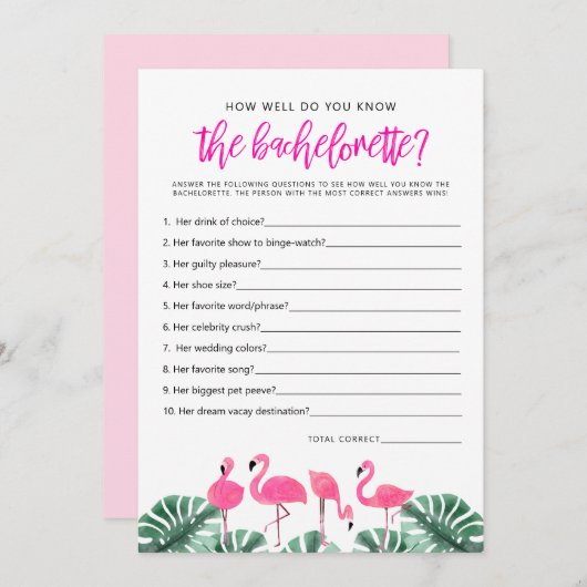 OAKLEY Flamingo Hot Pink Wie gut kennen Sie Spiel Einladung (Vorne/Hinten)