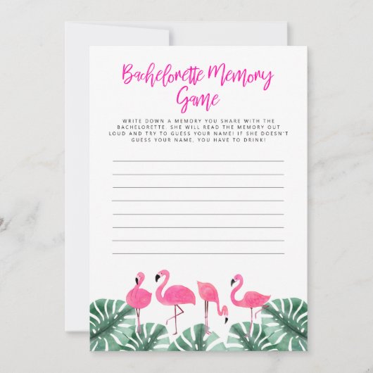 OAKLEY Flamingo Tropical Bachelorette Memory Game Einladung (Vorderseite)