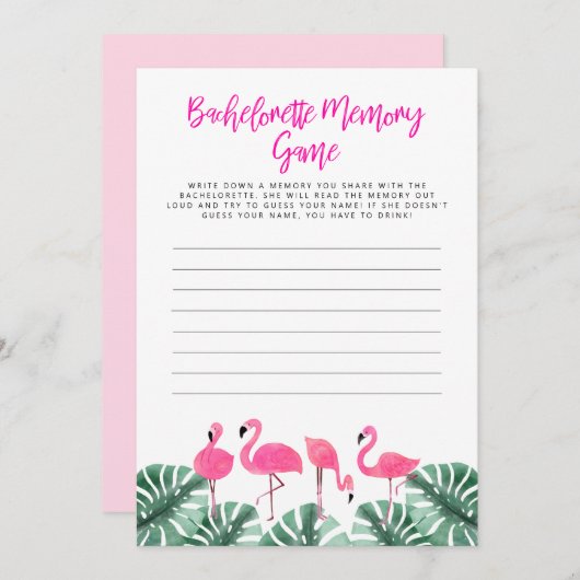 OAKLEY Flamingo Tropical Bachelorette Memory Game Einladung (Vorne/Hinten)