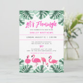 OAKLEY Let's Flamingle Tropical Pink Baby Shower Einladung (Stehend Vorderseite)