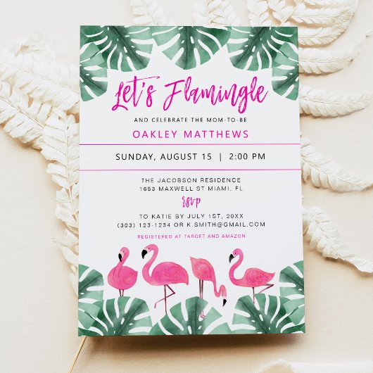 OAKLEY Let's Flamingle Tropical Pink Baby Shower Einladung