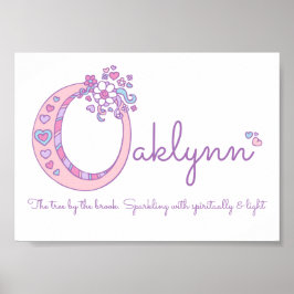 Oaklynn Mädchen Name bedeutet Pastellbrief O Poster