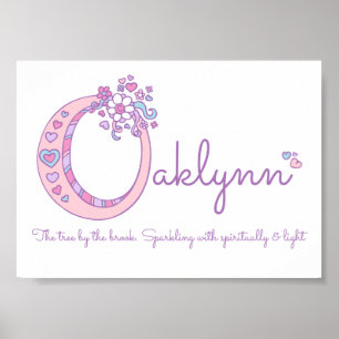 Oaklynn Mädchen Name bedeutet Pastellbrief O Poster