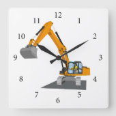 Oanger Kettenbagger Quadratische Wanduhr (Vorderseite)