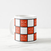 Oar inspirierend orangefarbene Quadrate Zweifarbige Tasse (Vorderseite Links)