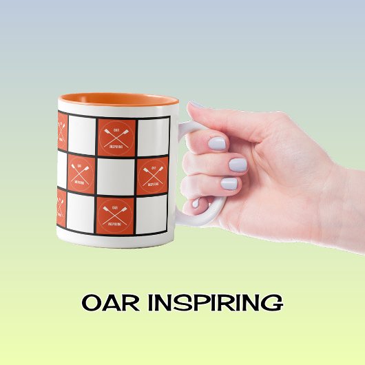 Oar inspirierend orangefarbene Quadrate Zweifarbige Tasse
