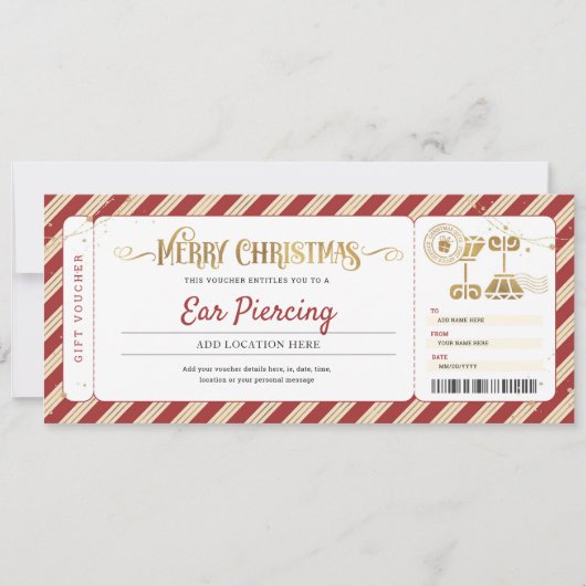 Oar Piercing Weihnachtsgeschenkgutschein Einladung (Vorderseite)