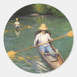 Oarsmen von Gustave Caillebotte, Vintage Kunst Runder Aufkleber