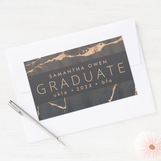 Oase aus braunem Marmor, goldene Venen und Rechteckiger Aufkleber (Umschlag)