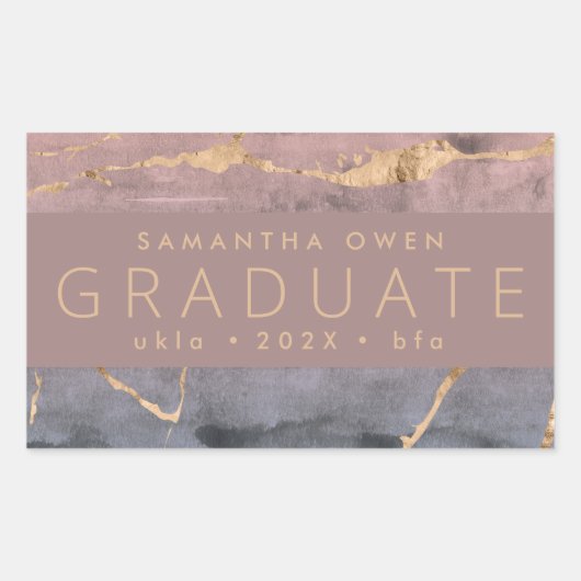 Oase der Aquarellfarben, moderne goldene Folienade Rechteckiger Aufkleber (Vorderseite)