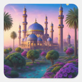 Oase der Burg Minaret Quadratischer Aufkleber (Vorderseite)