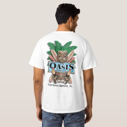 Oase Tiki Bar und Grill-T - Shirt (weiß) (Schwarz voll)
