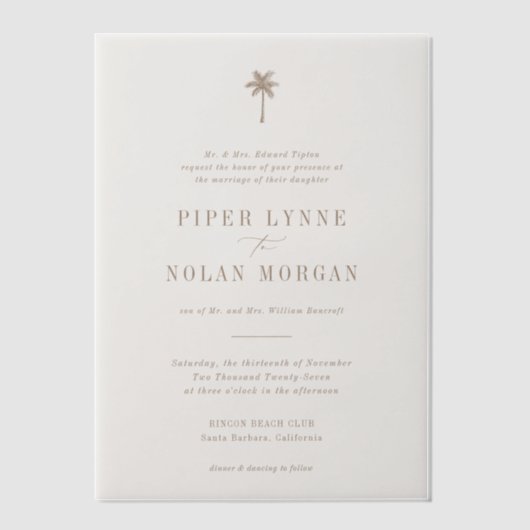 OASIS Beach Wedding  Pergament Einladungen (Vorderseite)