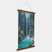 Oasis Cascade - Exotischer Wasserfall Wandteppich Mit Holzrahmen (Gewinkelt)