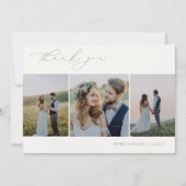 OASIS Minimalist 3 Photo Wedding Dankeskarte (Vorderseite)