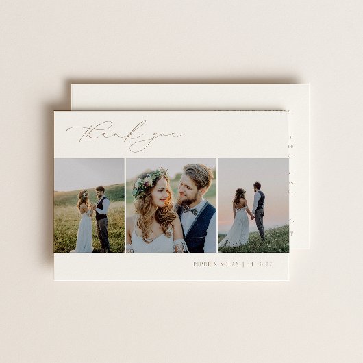 OASIS Minimalist 3 Photo Wedding Dankeskarte