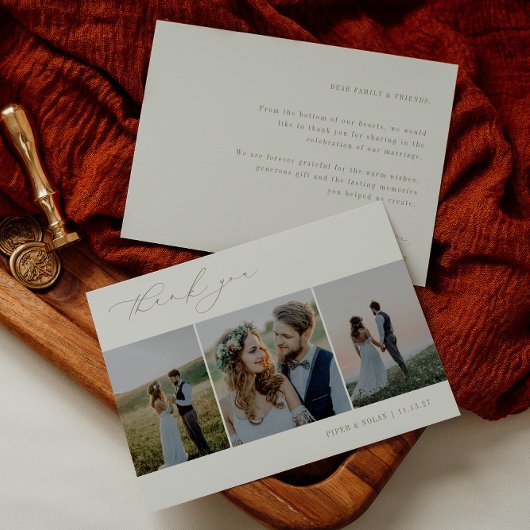 OASIS Minimalist 3 Photo Wedding Dankeskarte