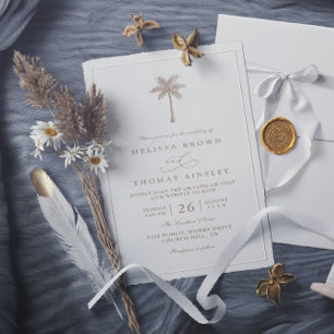 OASIS Palme Minimalist Elegant QR-Code Hochzeit Einladung