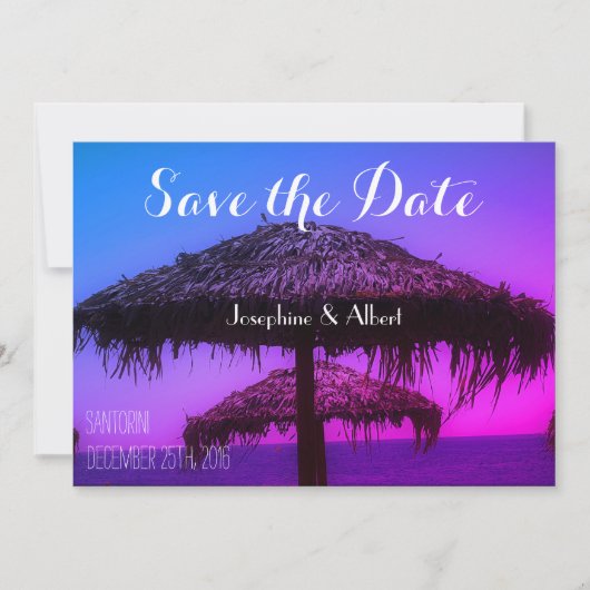 Oasis Santorini Beach Wedding Save the Date (Vorderseite)