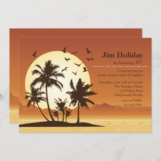 Oasis Sunset Einladung (Vorne/Hinten)