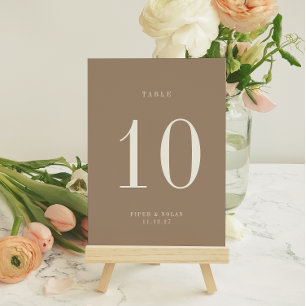 OASIS Taupe Hochzeit Tischnummernkarte Einladung