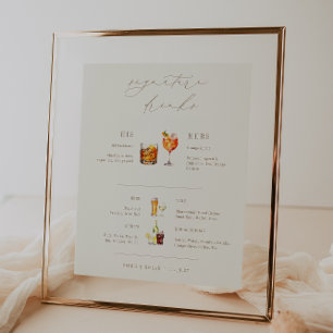 OASIS Taupe Signature Drinks Hochzeitszeichen Bar Poster