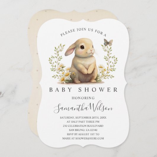 Oaster Baby Bunny Spring Baby Dusche Einladung (Vorne/Hinten)