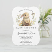 Oaster Baby Bunny Spring Baby Dusche Einladung (Stehend Vorderseite)