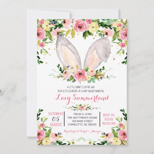 Oaster Bunny Baby Dusche Einladung (Vorderseite)
