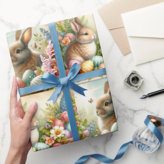 Oaster Collage Bunny Rabbit Wrapping Paper Geschenkpapier (Schenken)