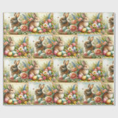 Oaster Collage Bunny Rabbit Wrapping Paper Geschenkpapier (Flach)