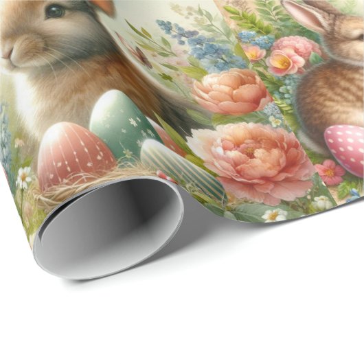 Oaster Collage Bunny Rabbit Wrapping Paper Geschenkpapier (Rolleneckpunkt)