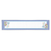 Oaster Gnome Bunny Blue Gingham Kurzer Tischläufer (Horizontal)