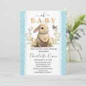 Oaster Oh Baby Bunny Spring Boy Baby Dusche Einladung (Stehend Vorderseite)
