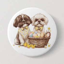 Oaster Shih Tzu Dogs Button