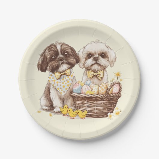 Oaster Shih Tzu Dogs Pappteller (Vorderseite)