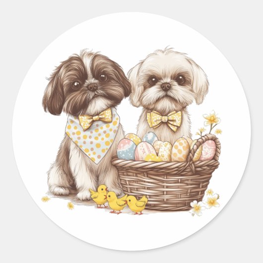 Oaster Shih Tzu Dogs Runder Aufkleber (Vorderseite)