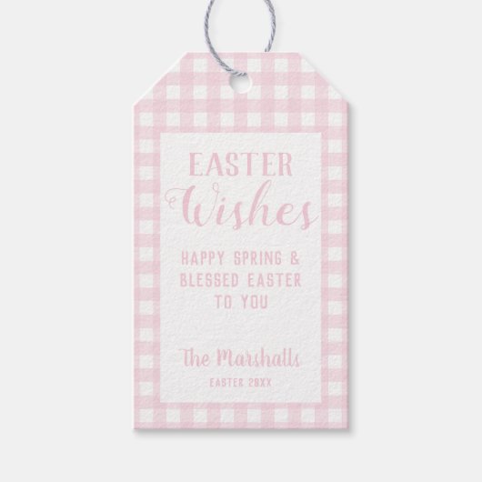 Oaster wünscht Baby Pink Gingham Personalisiert Geschenkanhänger (Vorderseite)