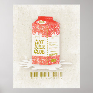 Oat Milk Club Vegan Bio-Karton Moo Free Kaffee Poster