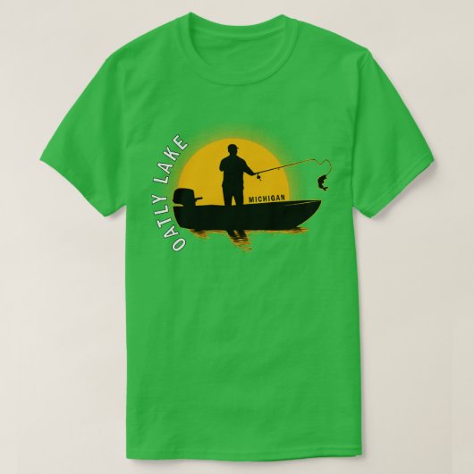 Oatly Lake Fishing Michigan Sunrise T-Shirt (Design vorne)