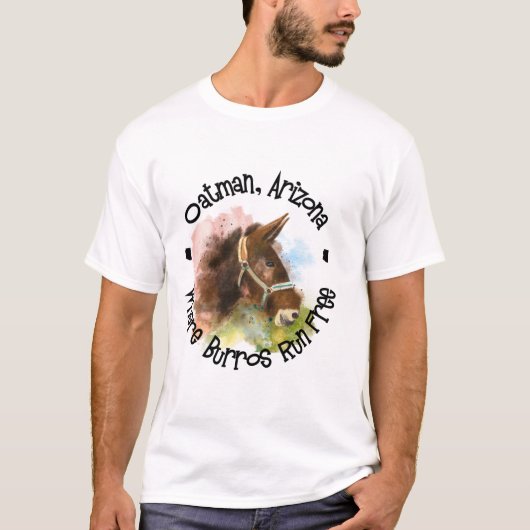 Oatman, Arizona, wo Burros frei laufen T-Shirt (Vorderseite)