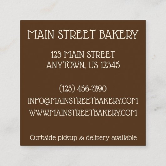 Oatmehl Raisin Cookie Bäckerei Konditorei Koch Quadratische Visitenkarte (Rückseite)