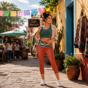 „OAXACA BAND / CARA-CARA“ Hoch geschnittene Caprih Capri Leggings