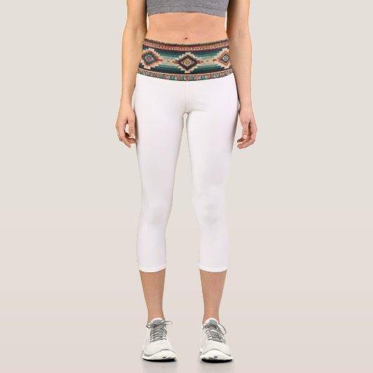 “OAXACA BAND / WHITE” High-Waisted Capris (Vorderseite)