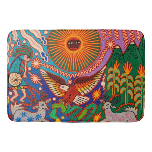 Oaxaca Mexico Maya Tribal Art Boho Reisen Badematte (Vorderseite)