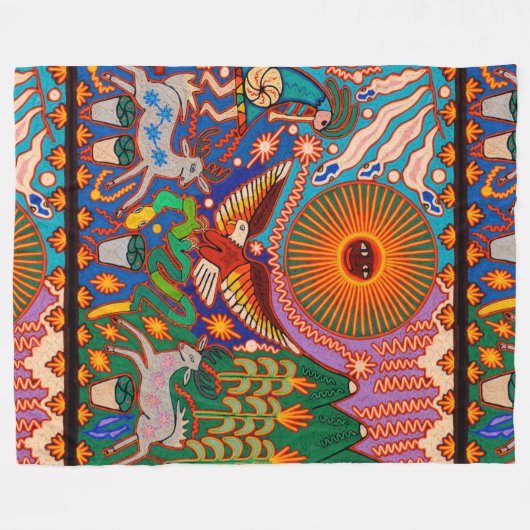 Oaxaca Mexico Maya Tribal Art Boho Reisen Fleecedecke (Vorderseite (Horizontal))