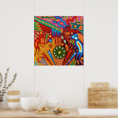 Oaxaca Mexico Maya Tribal Art Boho Reisen Poster (Küche)