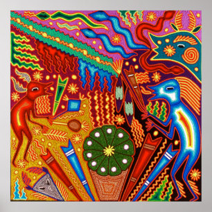 Oaxaca Mexico Maya Tribal Art Boho Reisen Poster